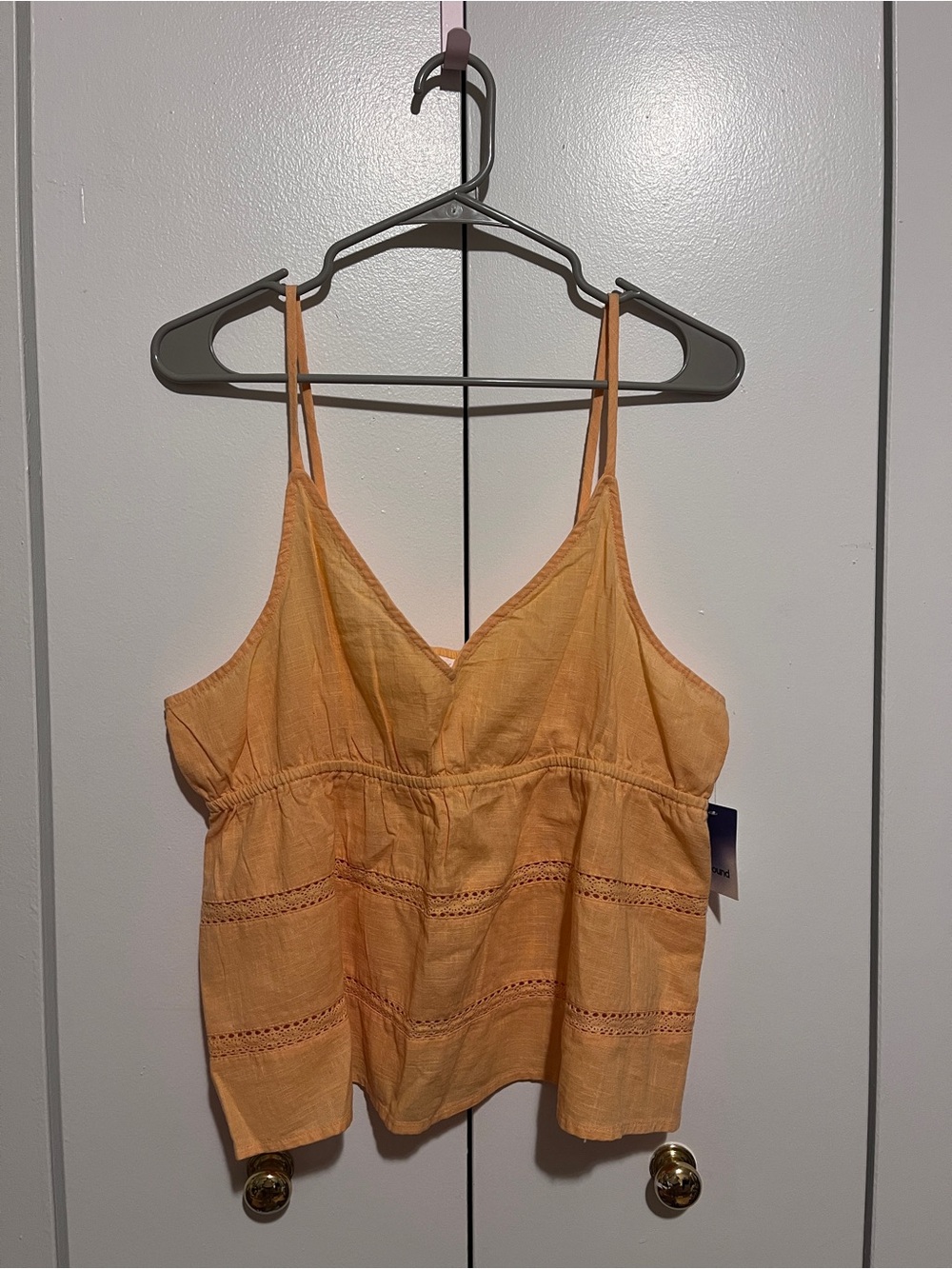 Abound Women’s L Creamsicle Orange Cotton Lace Boho Babydoll Tank Top NWT